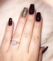 Black And Gold Nails Coffin Black And Gold Acrylic Coffin Style Nail Gold Nails Prom Black Gold Nails Matte Nails Design
