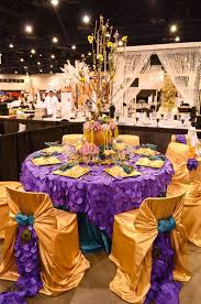 Peacock Inspired Table Setting Ruffles Tablescape Purple Party Wedding Wedding Table Wedding Decorations