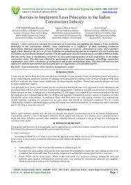 Barriers To Implement Lean Principles In The Indian Construction Industry Communication System Communication Principles