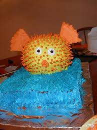 This birthday cake is for the person whose hobby is fishing. Puffer Fish Birthday Cake Fish Birthday Cake Birthday Cake Kids Fishing Birthday Party