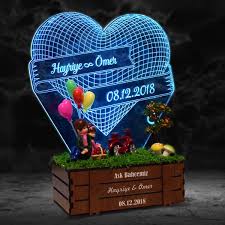 Ask Temali 3d Led Lamba Minyatur Bahce Hediyemen Com Hediyeler Sevgililer Balonlar