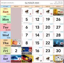 (a) kalendar kuda tahun 2020 (tahun semasa) (b) kalendar kuda tahun 2019 (sebagai rujukan aktiviti lepas) (c) jadual cuti persekolahan (d) jadual perancangan cuti tahunan (cuti berkembar) (e) tarikh gaji penjawat awam (f) takwim islam (g) hantar petikan ucapan (eg : Kalendar Kuda Malaysia Bulan Oktober 10 Tahun 2020 Info Kalendar Cuti Gaji Di Malaysia