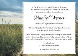 Traueranzeigen von Manfred Werner