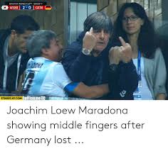 Joachim löw hat bekanntgegeben, dass er nach der em als bundestrainer aufhört. 2018 Fifa World Cup Group F Starecatcom Iuiilaume Joachim Loew Maradona Showing Middle Fingers After Germany Lost Fifa Meme On Ballmemes Com