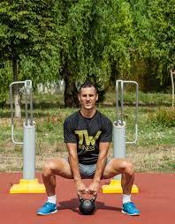 Push into the heels to stand. Kettlebell Sumo Squat Total Workout Fitness