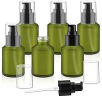 6 Pcs Frosted Green Glass Pump Bottle Empty Lotion Foundation Container  Cosmetic Dispenser with Press Pump for Essence Lotion - 60ml/2oz