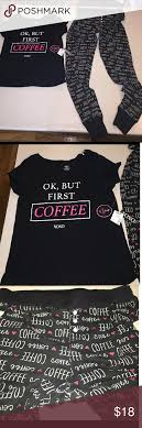 Junior Medium Pj Coffee First Tight Leggings Leggings Fashion T Shirts For Women