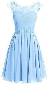 Beautiful Chiffon And Lace Knee Length Dress Sweetheart Pleated Bodice W Blue Bridesmaid Dresses Short Baby Blue Bridesmaid Dresses Sky Blue Bridesmaid Dresses