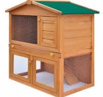 Maison de lapin fabriquée en bois de pin et maille en fer avec finition  marron et vert VidaXL