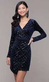 Long Sleeve Faux Wrap Velvet Holiday Party Dress Party Dress Short Formal Dresses With Sleeves Maxi Dress Party