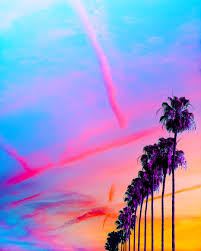 Aesthetic washi tape in blue and purple color printable. Palmtrees Sunset Losangeles California Beach Nature Colorful Vaporwave Aesthetic Blue Pink Orange Yellow Purple Minimalist Minimalism Crump Vsco