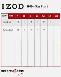 izod size chart mens arts arts