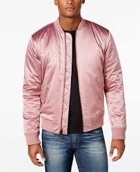 Guess Men S Stretch Satin Bomber Jacket Coats Jackets Men Macy S Pink Satin Bomber Jacket Bomber Jacket Pink Bomber Jacket Mens