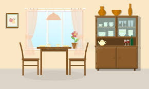 Dining room table with 6 chairs. Dining Room Stock Vector Illustration Of Home Colorful 72159522
