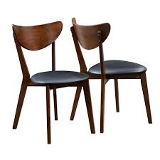 Made out of solid ash, cherry or american black walnut, this take on the popular estelle chair has a wider stance to accommodate matching armrests. Peony Retro Dark Walnut And Black Seat Dining Chairs Set Of 2 Overstock 10246551
