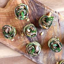 Cover with cling film a bamboo sheet. Zucchini Roll Ups Courgette Or Easy Zucchini Sushi