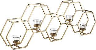 Maybe you would like to learn more about one of these? Amazon Com Amazon Brand Rivet Modern Metal Wall Mounted Hexagon Tealight Candle Holder Decor 11 5 H Gold Home Kitchen