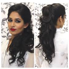 Latest long curly hairstyle with side bangs. Tutorial Indian Party Hairstyle Indian Party Hairstyles Curly Hair Styles Hair Styles