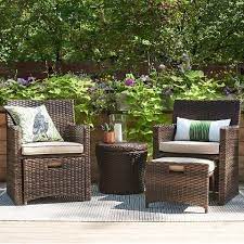 Threshold Halsted 5pc Wicker Small Space Patio Furniture Set Patio Seating Sets Small Patio Furniture Small Outdoor Patios
