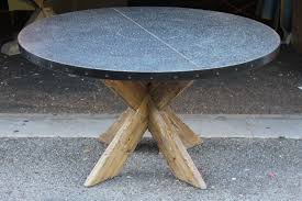 The boone zinc coffee table is made with 100% zinc that sits on a solid 1″ steel solid steel frame. Hayward Zinc Top Round Dining Table With X Base Mortise Tenon