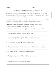 Writing Comparative And Superlative Adverb Worksheet Superlative Adverbs Comparative And Superlative Adverbs Adverbs Worksheet