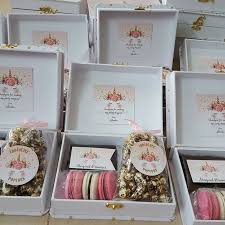 Pretty Wedding Favor With Macrons And Popcorn See More On Wedmegood Com Wedmegood I Unique Wedding Cards Exclusive Wedding Invitations Indian Wedding Gifts