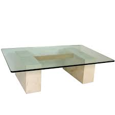 To create a matching look quickly and easily, consider the convenience of a glass top coffee table sets. Modern Stone Glass And Brass Coffee Table At 1stdibs
