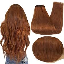 Amazon.com : Full Shine Weft Hair Extensions Real Human Hair 24 Inch Copper  #550 Weft Human Hair Extensions Sew In Extensions Real Human Hair Sew In ...