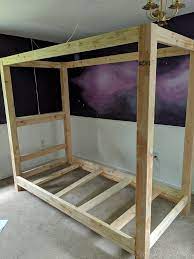 Queen wooden bed frame free plans. How To Build A Diy Canopy Bed Frame Semigloss Design