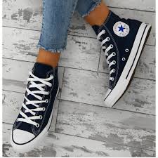 Black And Blue Converse High Tops Pin By Kailey Tucker On Vans Chuck Taylors Black High Top Converse Converse Shoes Womens