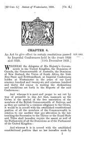 Type Of Source Statute Date Adopted On December 11 1931 This Is An Excerpt From The Statue Of Westminster An Act O Westminster Statute British Parliament