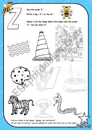 alphabet letter z activity esl worksheet by saramariam