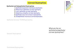 Corneal anterior basement membrane dystrophy: Corneal Dystrophies What Are The Four Categories Of Corneal Dystrophies Ppt Download