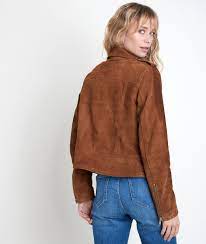 Belle veste croûte de cuir en excellent état. Veste En Cuir Velours Camel Tommy Femme Maison 123