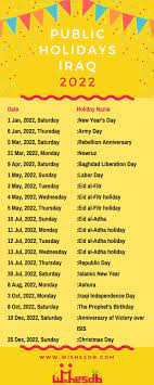 Check spelling or type a new query. Public Holidays In Iraq 2022 Iraq National Holidays Wishes Db