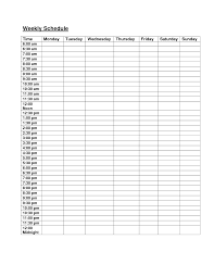 6am Midnight Hourly Weekly Schedule Planner Daily Schedule Template Weekly Schedule Planner Schedule Planner