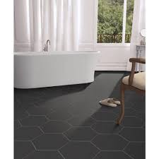 Opal Black Hexagon Porcelain Tile Laminate Flooring Prices Bathrooms Remodel Small Bathroom