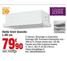 Offre Hotte Tiroir Blanche L 60 Cm Cooke Lewis Chez Brico Depot
