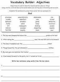Vocabulary Builder Adjectives Writing Lesson Plans Some Sentences Good Adjectives