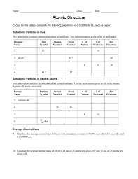 Atomic structure and periodicity practice test answers truly offers what everybody wants. Worksheet Review Of Atomic Structure And Isotopic Abundance