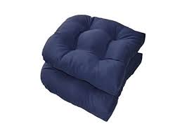 Set Of 2 Universal Tufted Ushape Cushions For Wicker Chair Seat Solid Navy Blue Indoor Outdoor 3 Loca Outdoor Space Makeover Wicker Chair Outdoor Cushions