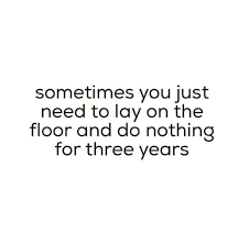 Sometimes You Just Need To Lay On The Floor And Do Nothing For 3 Years Seriously Funny Funny Quotes Really Funny