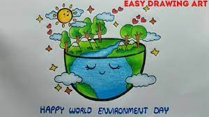 Easy drawing for earth day on 24th april for kids. How To Draw World Environment Day Easy Drawing Art