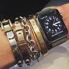 How To Style An Apple Watch Stack With Cartier Alex Ani Tiffany Co And Michael Kors Bracelets Apple Watch Fashion Apple Watch Apple Watch Accessories