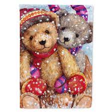 Winter Snow Teddy Bears Garden Flag Walmart Com Bear Artwork Teddy Bear Christmas Teddy Bear