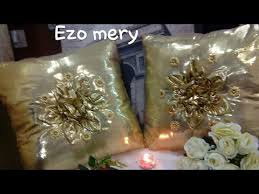 خياطة اروع وسائد العروسة والديكور مخدات الورود تحفة مشروع مصغر من متر قماش الستان Satin Cushion Youtube Pillows Pillow Design Pillow Cushion