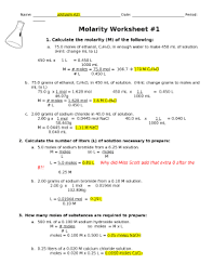 Number of moles of solute. Molarity Worksheet Answer Key Doc Template Pdffiller