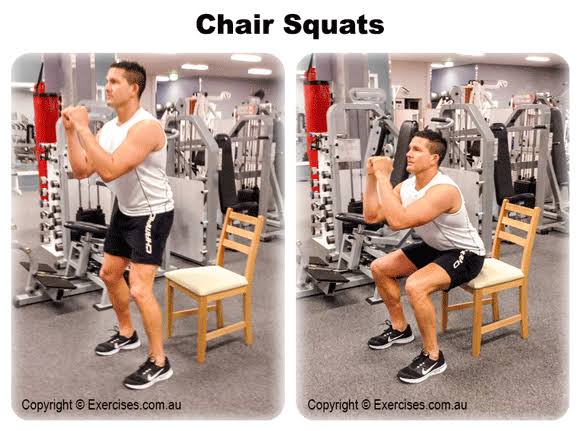Weighted Chair Squat demonstration, AI generated