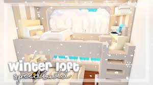 Cozy boho bedroom with white and grey platform bed and headboard. Winter Loft Speedbuild Adopt Me Adopt Me Speedbuild Youtube Cute Room Ideas Simple Bedroom Design Unique House Design