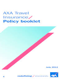 Important conditions relating to health 6. Fillable Online Axa Travel Insurance Policy Booklet Thomson Fax Email Print Pdffiller